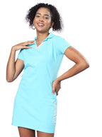 Juneberry Women Polo Collar Bodycon Atomizer T-Shirt Dress With Typographic Print(Xl)