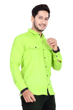 Rebelify MenS Cotton Shirt With Pockets Full Sleeves Spread Collar Solid Pattern Botton Down Closure Regular Fit And Standard L