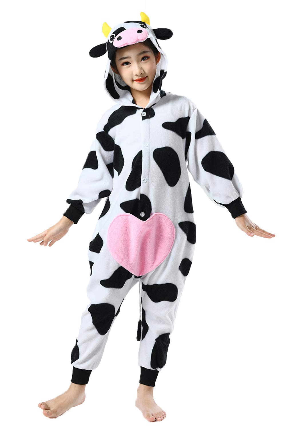 CANASOUR Unisex Anime Halloween Kids Cow Onesie For 10-12 Years Girls Boys One Piece Christmas Costume Printed Party Cosplay Pyj