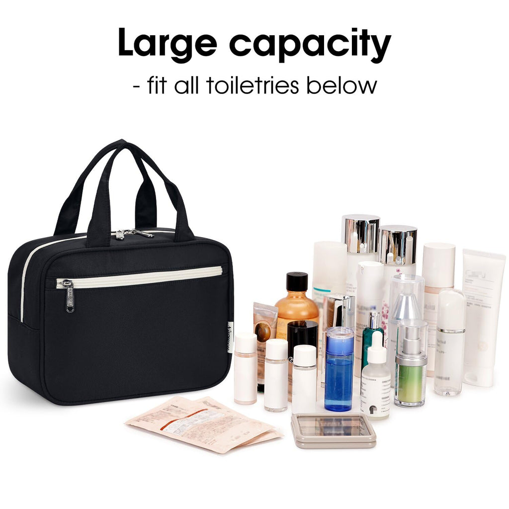 Narwey Toiletry Bag Women Large Makeup Bag Organizer Travel Cosmetic Bag for Toiletries Essentials Accessories (Black)