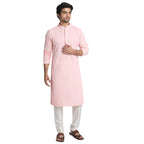 Manyavar MenS Kurta Set, Blended Viscose Mandarin Collar Full Sleeve Kurte Set For Men Rani (X-Large)