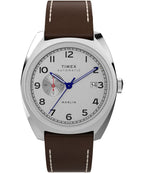 Timex Men's Marlin Sub-Dial Automatic 39mm Watch - Brown Strap Silver-Tone Dial Stainless Steel Case