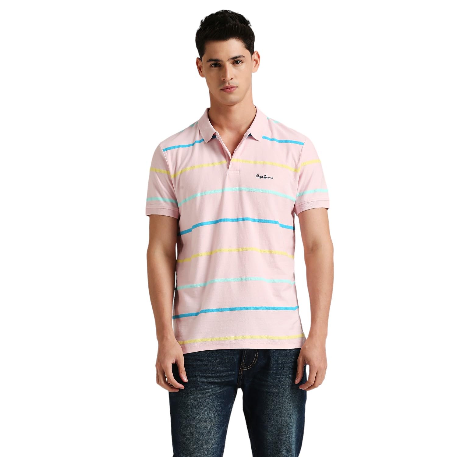 Pepe Jeans MenS Striped Regular Fit T-Shirt (Pm542201_White