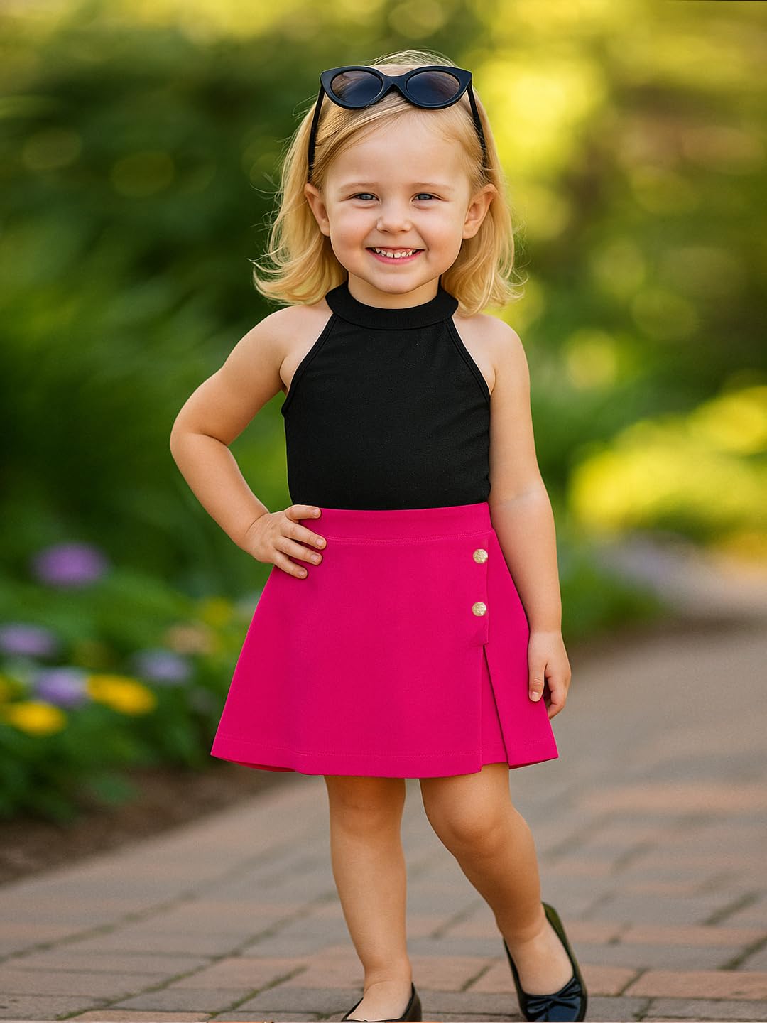 A.T.U.N. (ALL THINGS UBER NICE) Girls Stylish Two Piece Outfit Set with Sleeveless Tank Top and Skort | Casual Summer Clothing