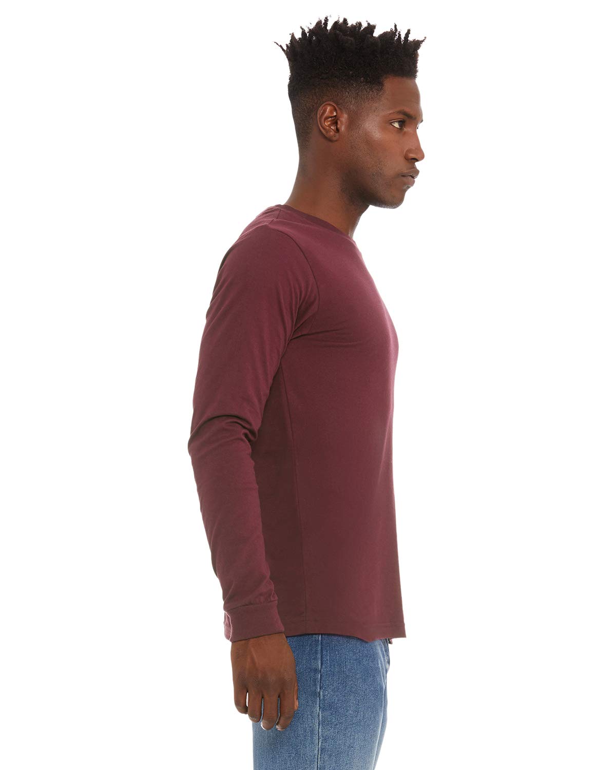 Unisex Jersey Long-Sleeve T-Shirt - RED - S(D0102H7WPM8)