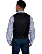 NO LAPEL BLK/WHT PINSTRIPE VEST