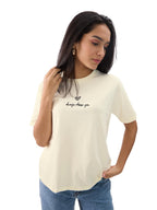 The Souled Store Solids: Off-White Women and Girls Short Sleeves Round Neck Cotton Relaxed Fit T-Shirts
