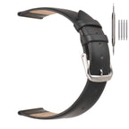 EACHE 18mm Leather Watch Bands Black Classical Ultrathin Leather Watch Straps for Women Men Black Color with Silver Buckle