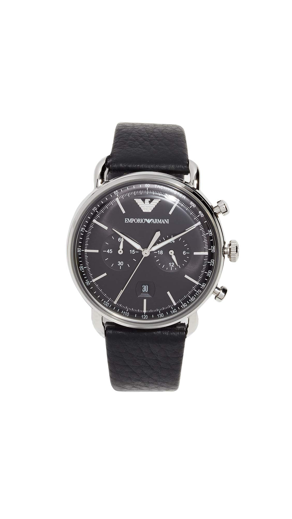 Emporio Armani Men's Chronograph Black Leather Watch (Model: AR11143)