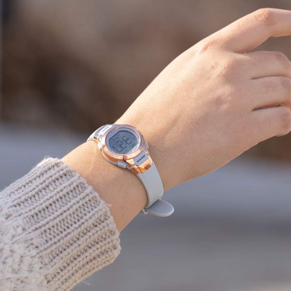 Armitron Sport Women's 45/7012PBL Rose Gold-Tone Accented Digital Chronograph Powder Blue Resin Strap Watch