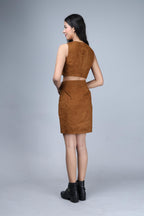 Noble Monk Women'S Designer Bodycon Fit Two Piece Party Look Round Neck Sleeveless Western Dress