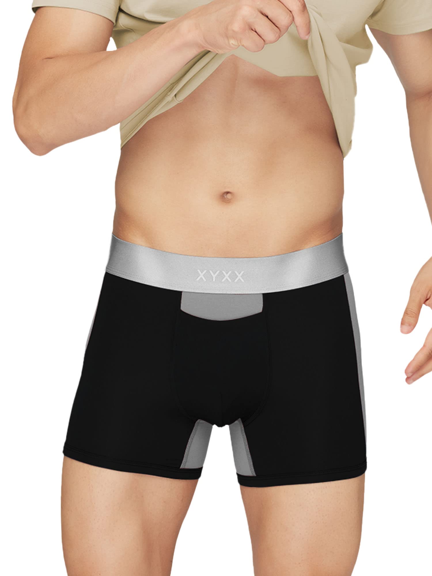 XYXX Mens Modal Classic Regular Trunks (Pack of 1) (XYTRNK_R8_1_Black & Steel Grey