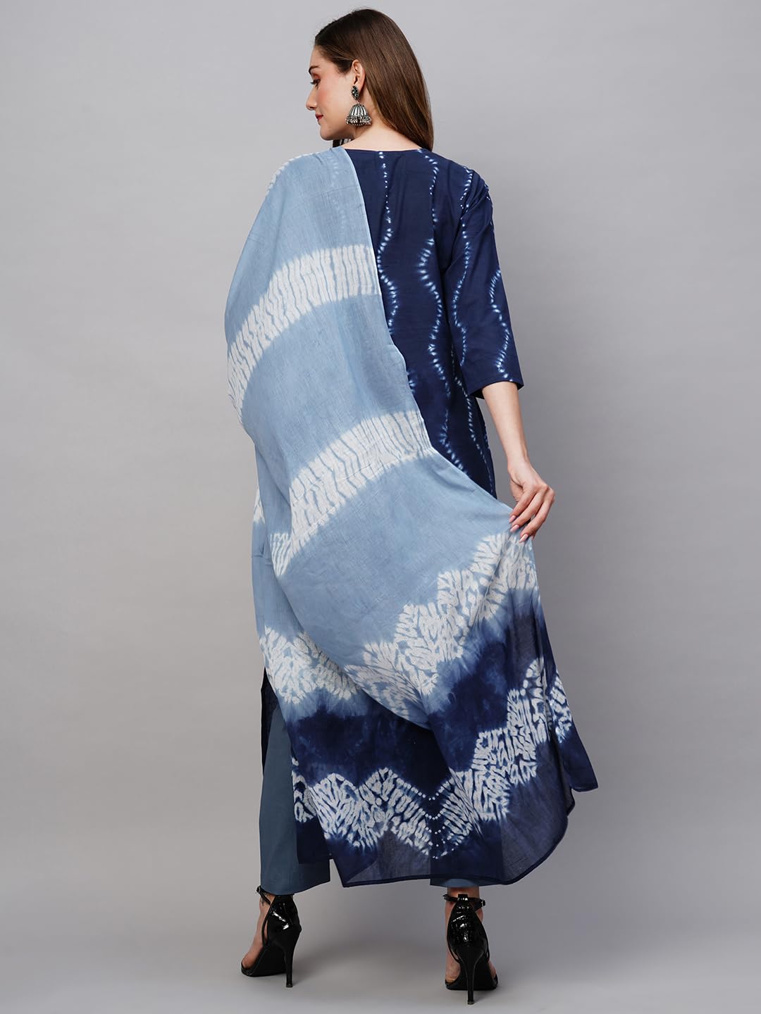 ANNI DESIGNER Womens Cotton Blend Straight Printed Kurta with Pant & Dupatta (Urmila Blue-NW_XL_Blue_X-Large)