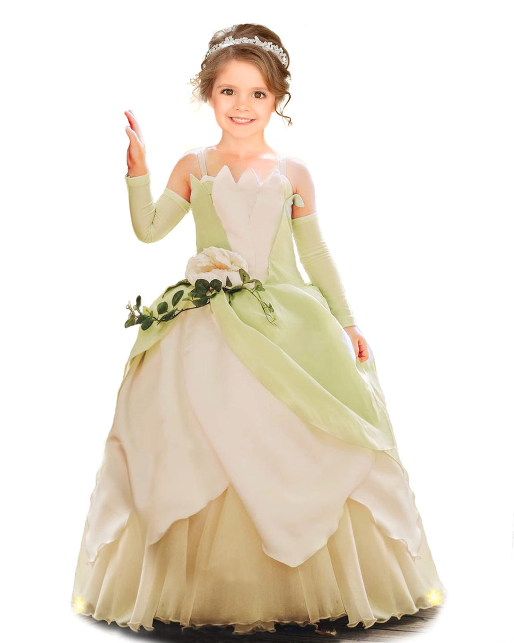 CQDY Princess Costume for Girls Fancy Fairy Halloween Party Dress Up Toddler Baby Tale Role Play Green Dress