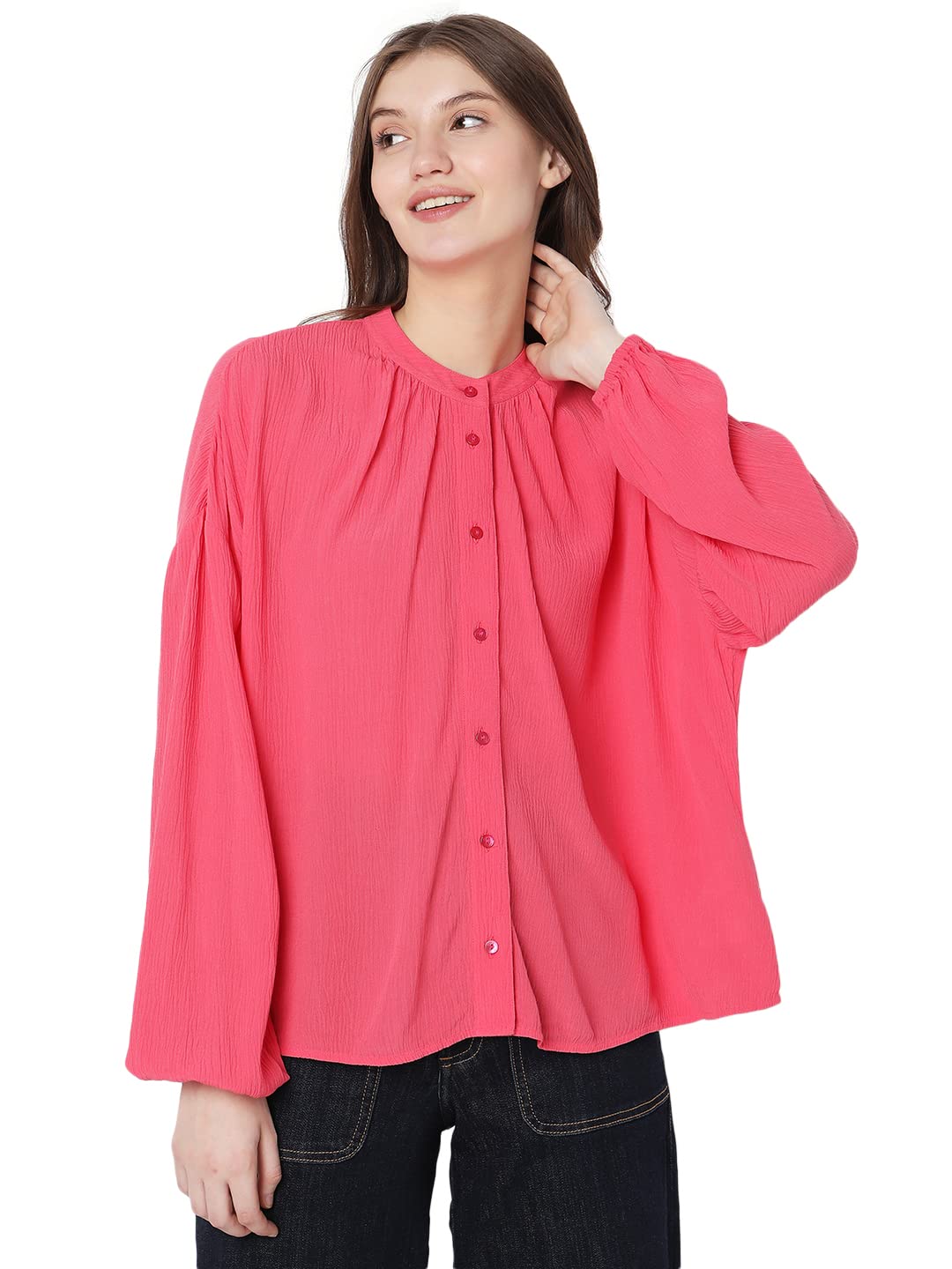 Vero Moda Flared Top (299149301_Claret Red_Xs_)