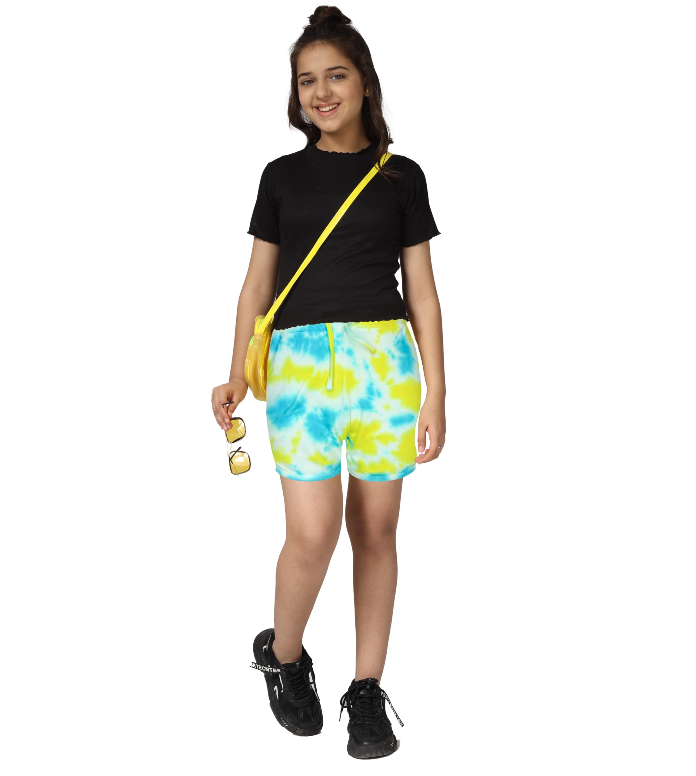 Kyda Kids 100% Cotton Kids Printed Shorts For Girls Multicolor (Pack Of 2)