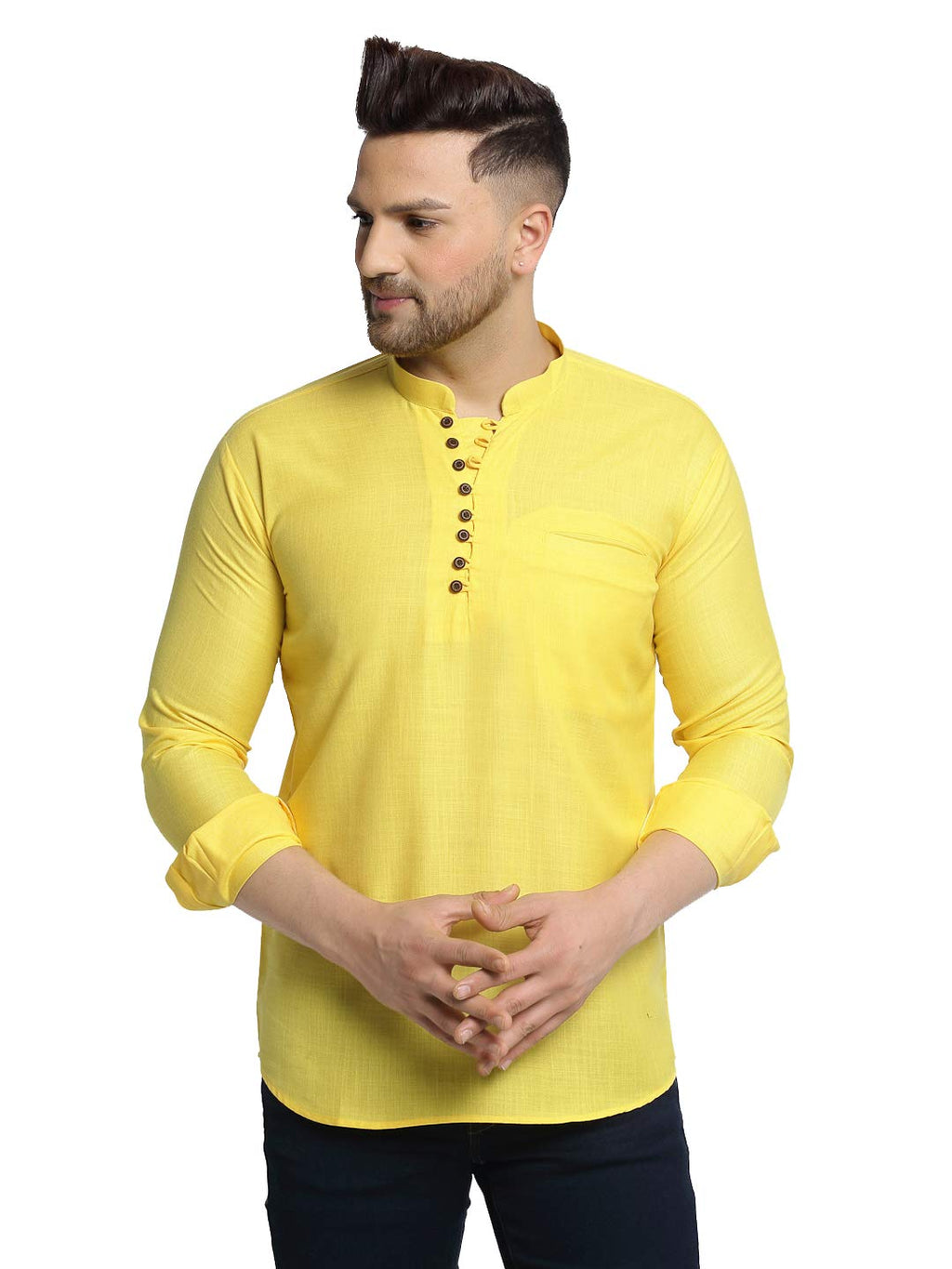 Jompers Mens Solid Cotton Short Kurta