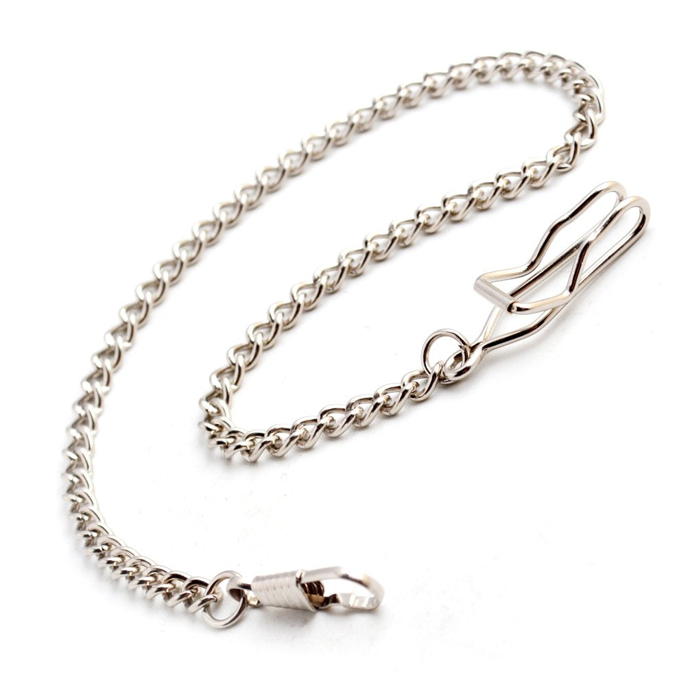 BOSHIYA 2 Pack Clip Pocket Watch Chain Gold/Silver Vintage Metal Alloy Chain Albert Vest Chain Accessory for Your Pocket Watch