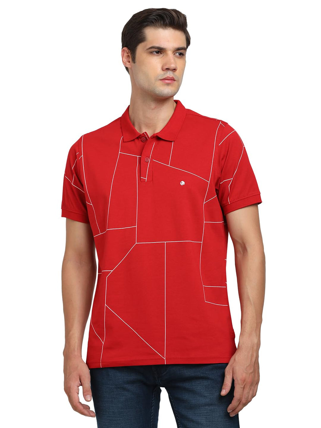 Turtle Men Knitted Slim Fit red Polo T-Shirt