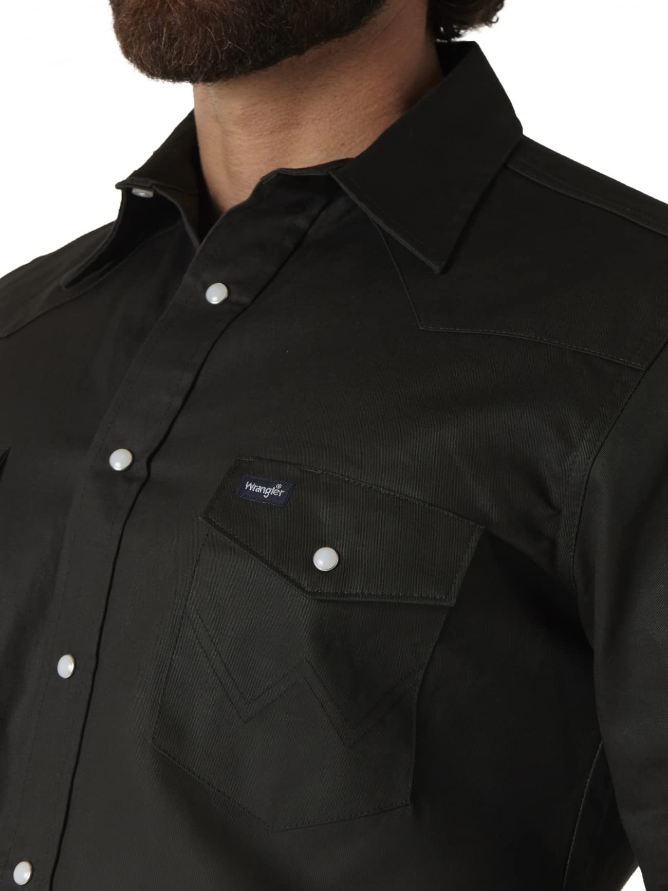 Wrangler Men's Big & Tall Western Work Shirt Firm Finish, Black Forest Green X-Large Tall