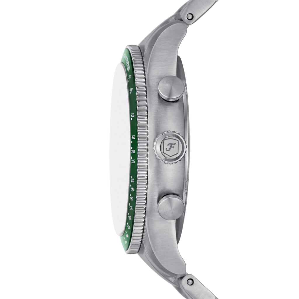Fossil Men's Sport Tourer Quartz Stainless Steel Chronograph Watch, Color: Silver/Green (Model: FS6048)