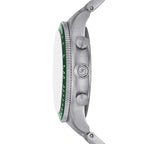 Fossil Men's Sport Tourer Quartz Stainless Steel Chronograph Watch, Color: Silver/Green (Model: FS6048)