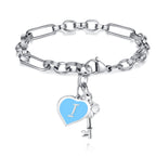 TONY & SANDY Teen Girl Gifts Trendy Stuff 10 Year Old Girl Initial Charm Bracelet Stainless Steel Chain Adjustable Bracelet Birt