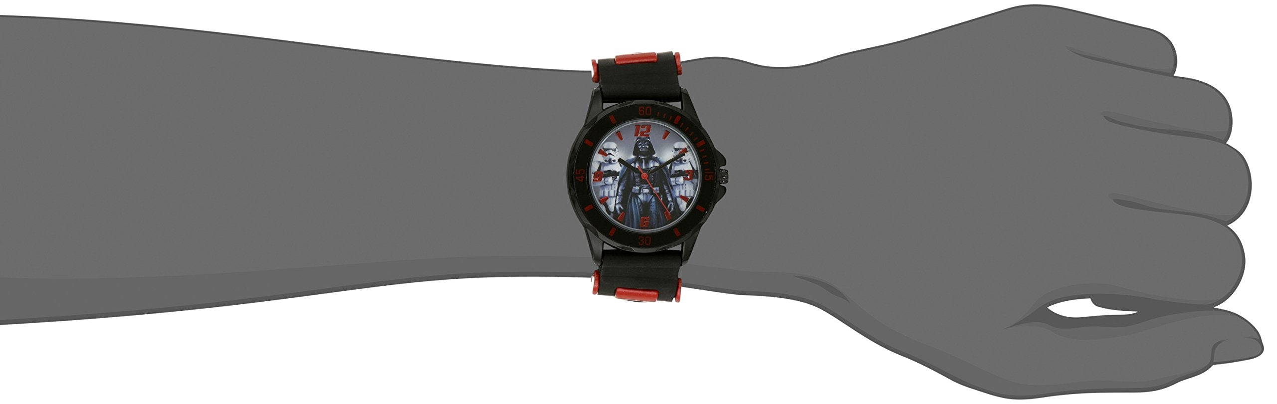 Accutime Kids Star Wars Darth Vader Analog Quartz Black Wrist Watch with Red Accents, Rubber Strap, Cool Inexpensive Gift & Part
