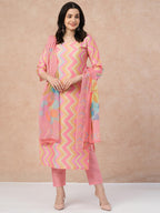 ANNI DESIGNER Women s Kurta with Trousers and Dupatta, Pink, S