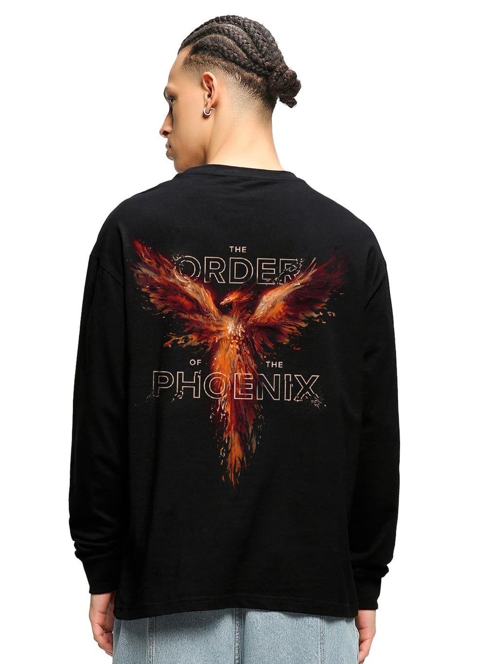 Bewakoof Official Harry Potter Merchandise Mens Graphic Printed Oversized Fit Full Sleeve Round Neck Cotton Jersey T-Shirt 6366