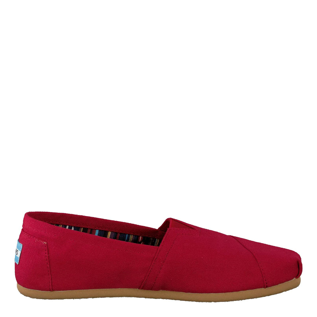 TOMS Women's Espadrille Loafer Flat, Red Canvas, 8