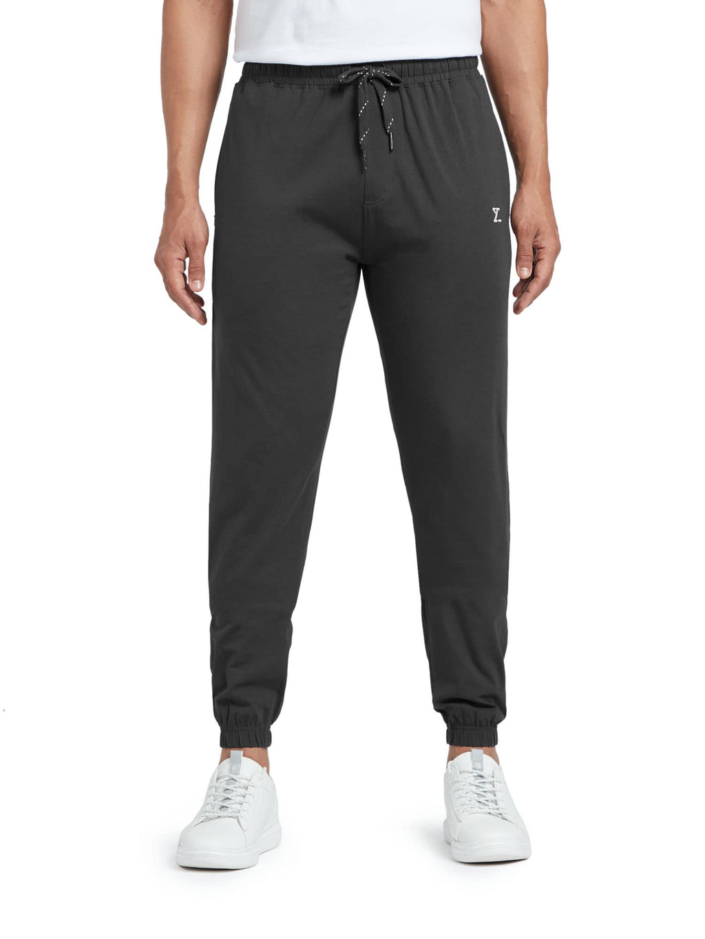 XYXX Mens Cotton Modal Joggers - Relaxed Fit, Antimicrobial, High Stretch, Sweat Absorbent Solid Ace Loungewear with Zippered P