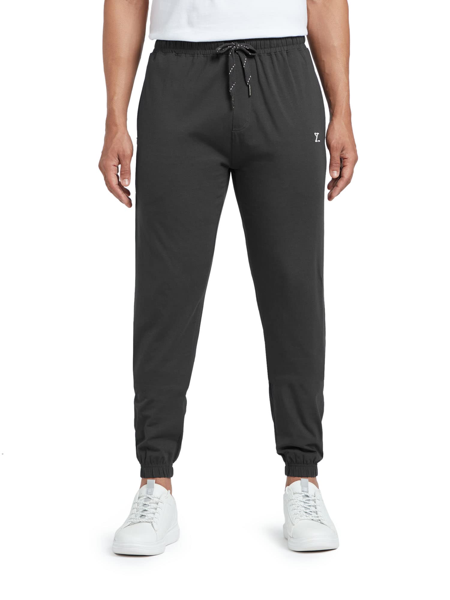 XYXX Mens Cotton Modal Joggers - Relaxed Fit, Antimicrobial, High Stretch, Sweat Absorbent Solid Ace Loungewear with Zippered P
