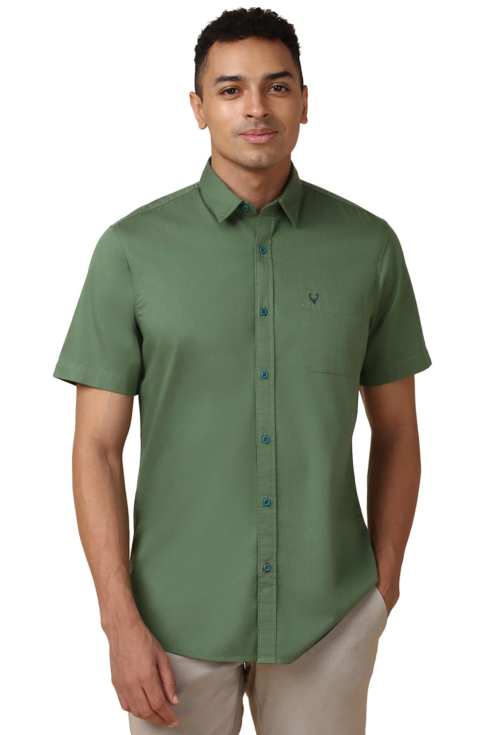 Allen Solly Men Regular Fit Solid Casual Half Sleeve Short Sleeve Shirt
