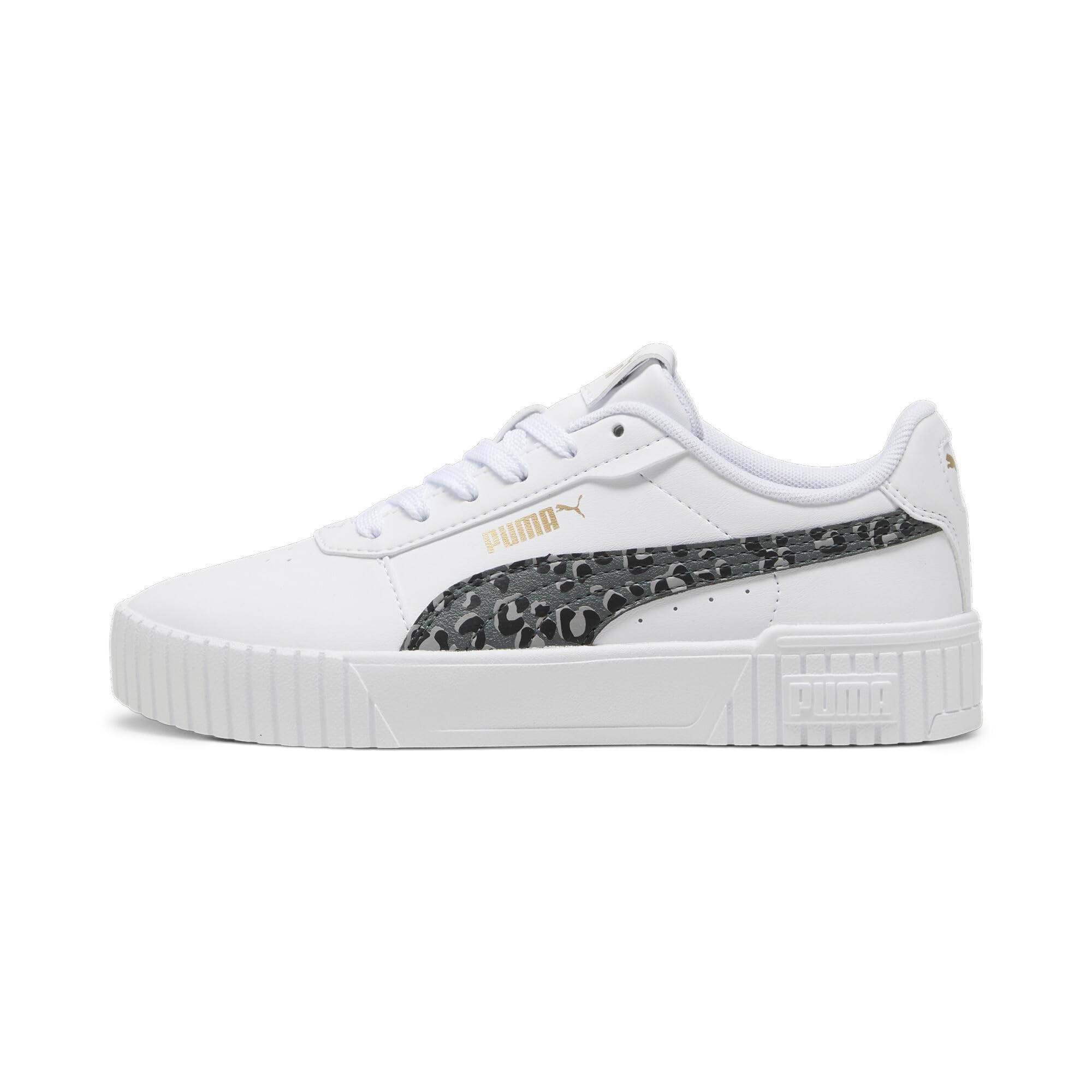 PUMA Carina Sneaker, White-Mineral Gray Gold, 6 US Unisex Big Kid