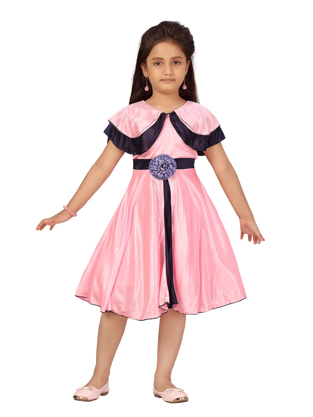 Aarika Girls Navy Pink-Navy Blue Colour Frock (FK_21304_Pink_32)
