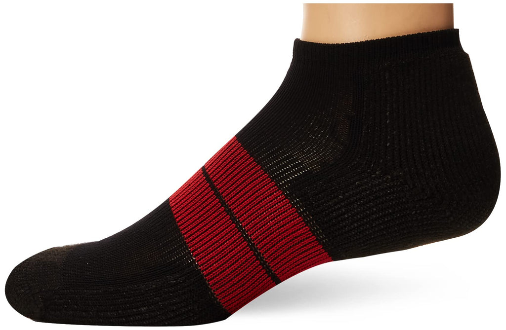 Thorlos Mens 84 N Max Cushion Running Low Cut Athletic-socks, Black/Red, Medium US