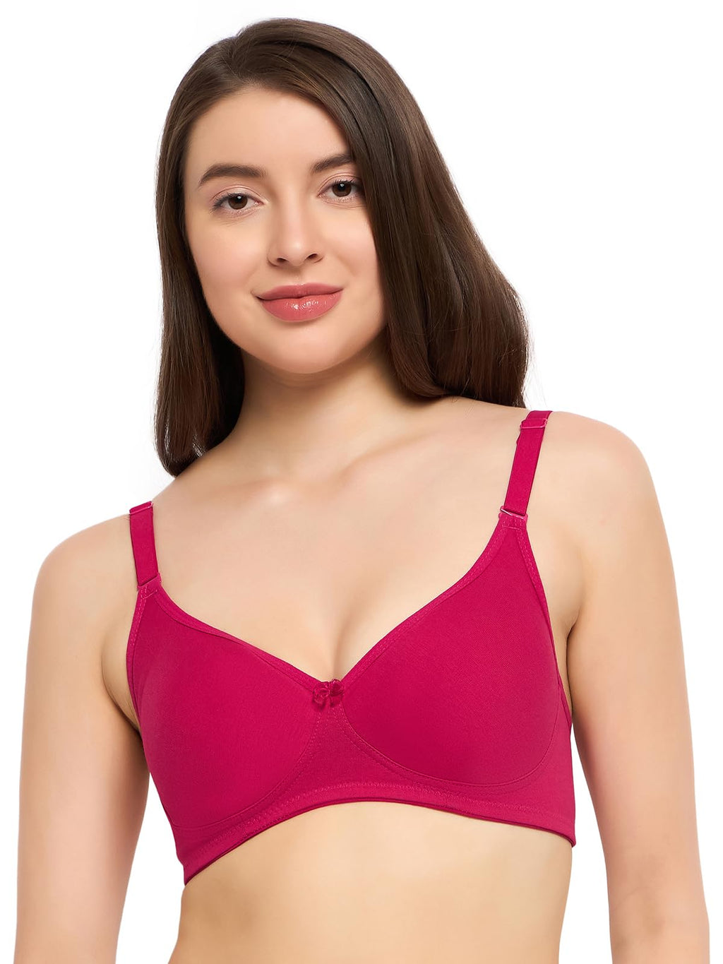 Clovia WomenS Cotton Non Padded Wire Free T-Shirt Bra (Br0842R14_Pink_32B)