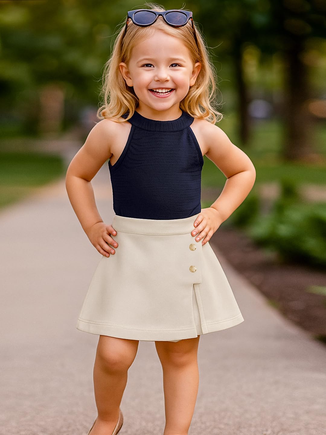 A.T.U.N. (ALL THINGS UBER NICE) Girls Stylish Two Piece Outfit Set with Sleeveless Tank Top and Skort | Casual Summer Clothing
