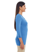 Ladies Perfect FitY-Placket convertible Sleeve Knit Top - WHITE - XS(D0102H7YEX2)