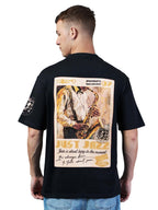 Bewakoof Heavy Duty 1.0 Mens Graphic Print Oversized Fit Half Sleeve Round Neck Terry; 100% Cotton T-Shirt_652563_Black_XL