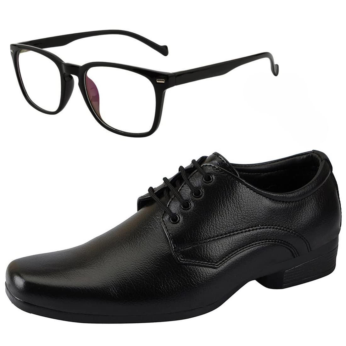 Vitoria Stylish Mens Synthetic Leather Black Formal Shoes with Free Unisex Sunglasses Compter Black/Office Shoes/Suit Shoes/Dre 10