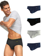 XYXX Mens Underwear Uno IntelliSoft Antimicrobial Micro Modal Brief Pack of 5 (Heather Grey ; Dress Blue ; Black ; Coral Grey ;