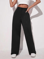 Toochki Womens Regular Fit Elastic Waist Full Length Spandex Formal Trouser for Casual Wear, Office Wear Black
