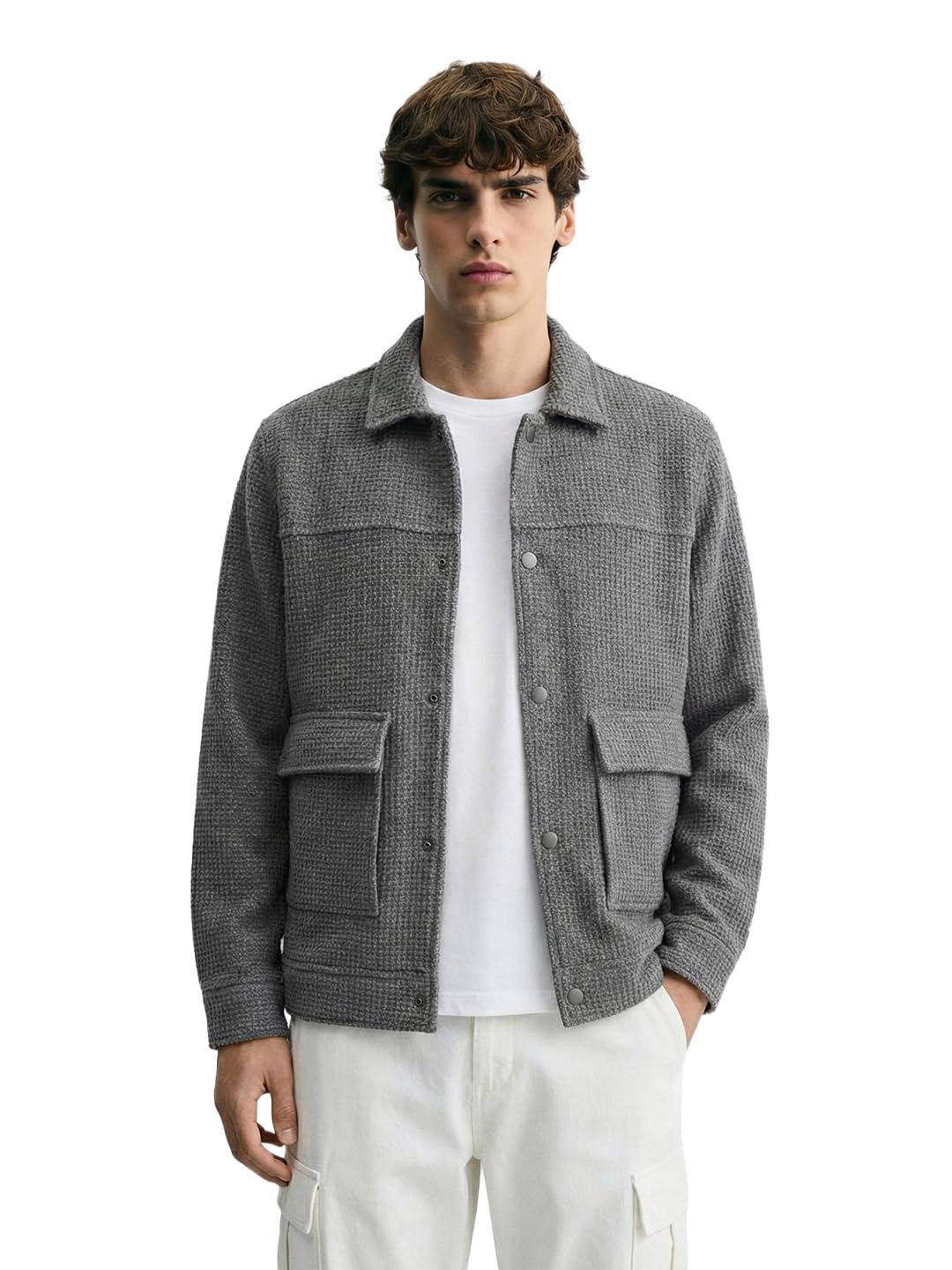 The Indian Garage Co Mens Regular Fit Long Sleeves Cutaway Collar Solid Sweater