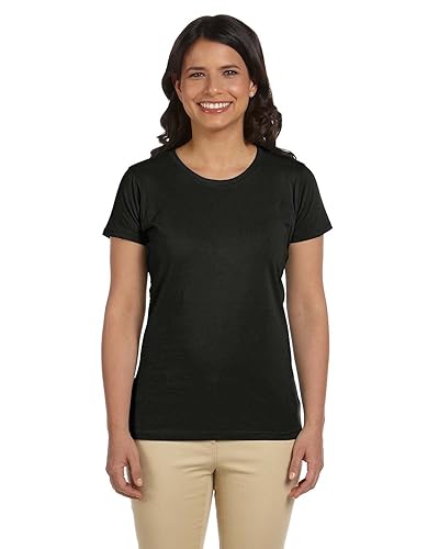 Ladies 44 oz 100% Organic cotton classic Short-Sleeve T-Shirt - BLAcK - S(D0102H7ZQ6J)