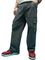 Veirdo Men's Lycra Baggy Relaxed Fit with Solid Button Closure Casual Woven Regular Length Cargo Pants