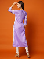 ANNI DESIGNER Womens Cotton Blend Chikankari Embroidered Straight Kurta (STHO-Purple-TNW_XXL_Purple_XX-Large)