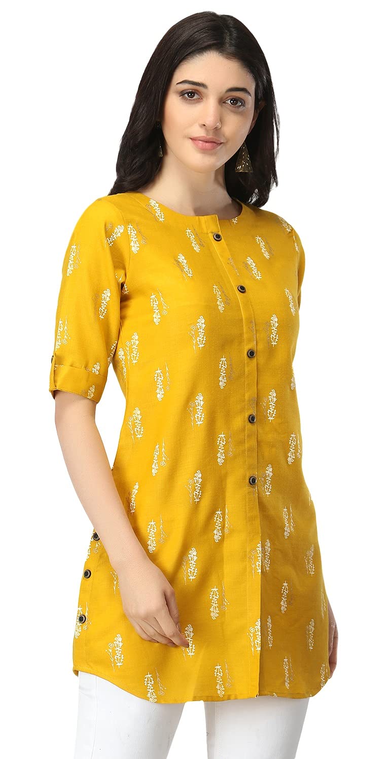 Leriya Fashion Rayon Fabric Printed Round Neck Short Kurtis For Women Top Dresses Kurti For Girls & Ladies Kurtis (Xx-Large, Mus