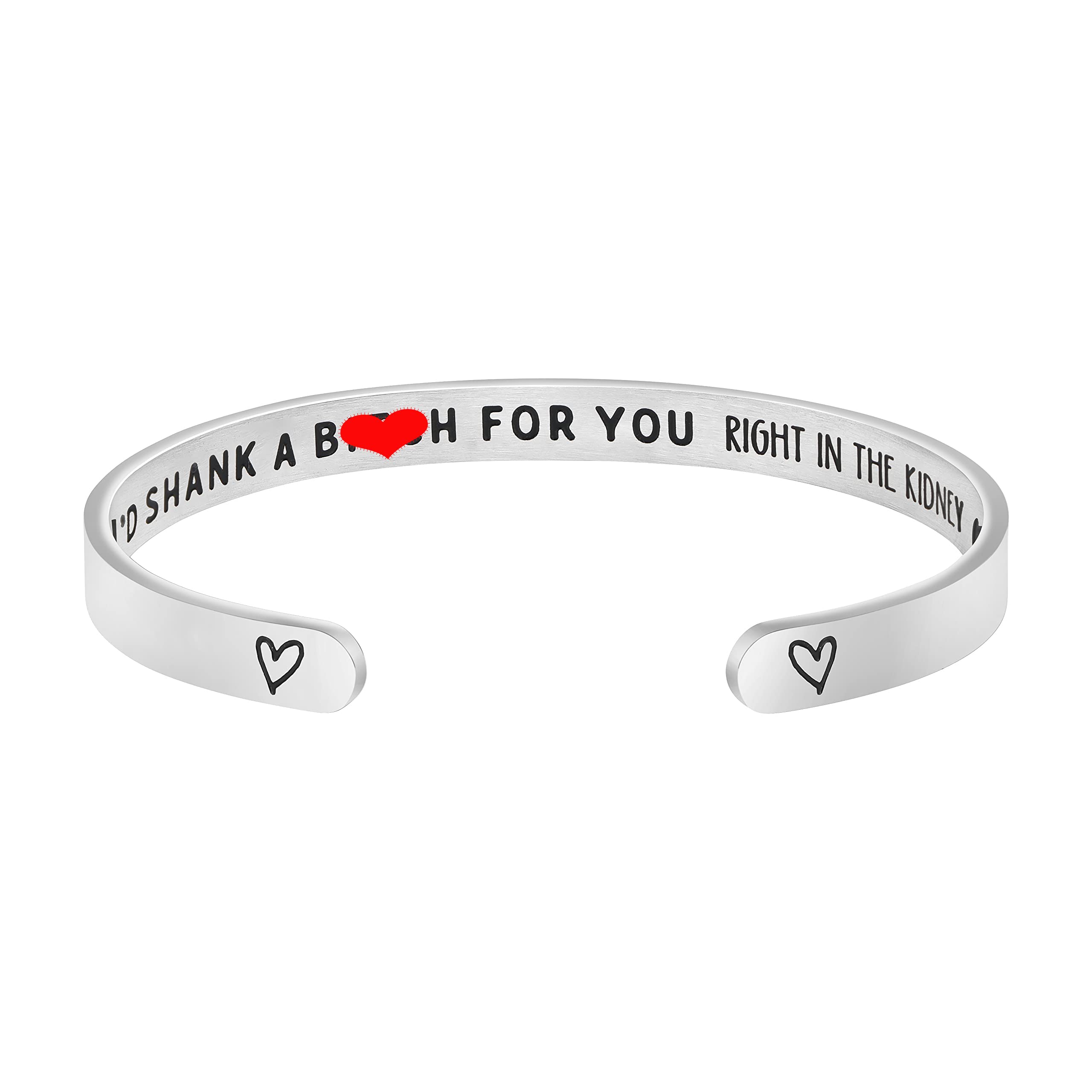 JoycuFF Best Friends Gifts for Her Women Inspirational Bracelets for Friends Friendship Stainless Steel Cuff Birthday Christmas 